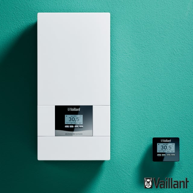 Vaillant boiler on teal wall
